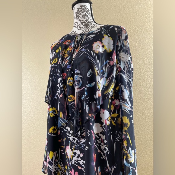 Marciano Women’s Dress Black Floral Birds of a Feather Size Large - Picture 8 of 13